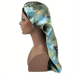 Paisley Print Satin Bonnet Double Layer Sleeping Cap Long Hair Bonnets