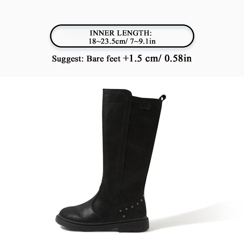 TARANIS Girls Classic Knee High Boots Suede Soft Anti-Slip High Top Winter Shoes