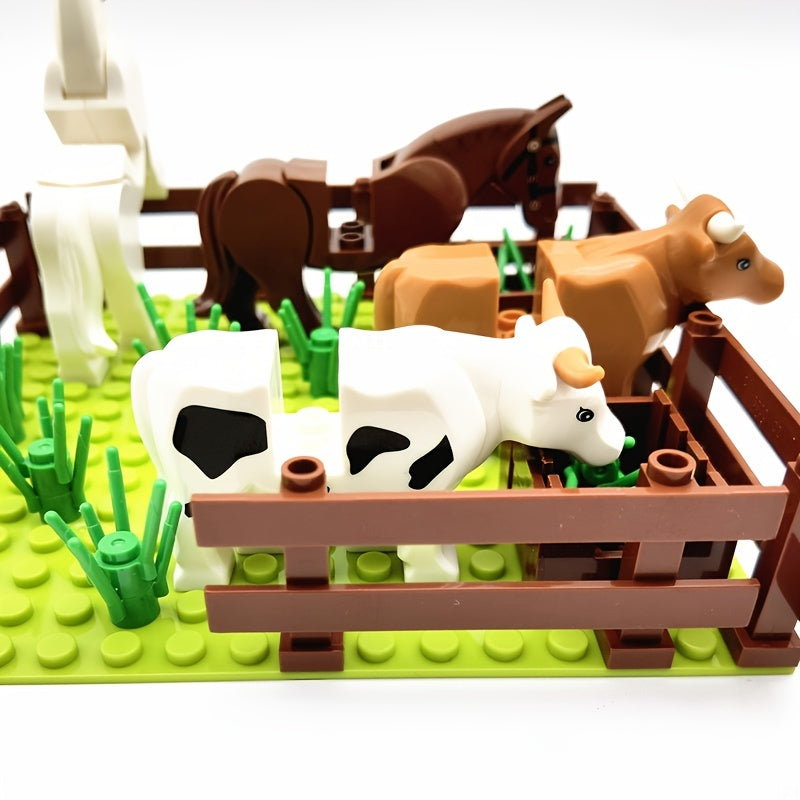 IDEAMOC Farm Animals & Trees Building Blocks Set 4 in 1