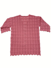  Jacquard Half Sleeve Open Front Cardigan