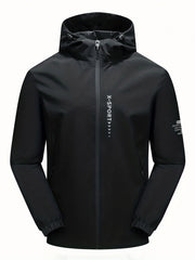 Men's Casual Hooded Zipper Windbreaker Jacket for Spring Fall
