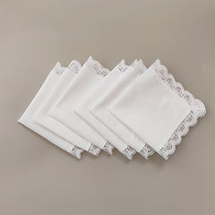 6pcs Lace Trim Handkerchief Set for Wedding Decoration DIY
