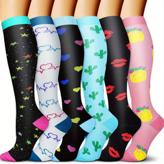 6 Pairs Sport Compression Stocking Running Hiking Socks For Men