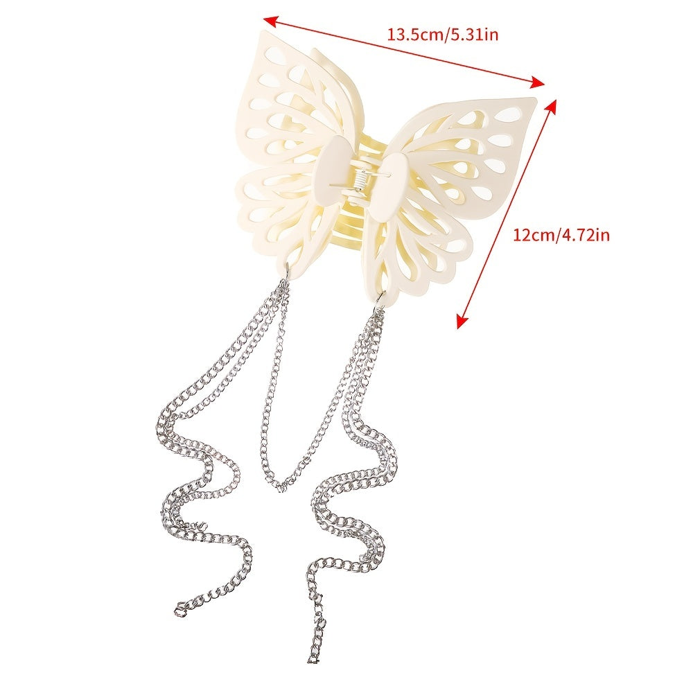 Butterfly Tassel Hair Claw Clip Strong Hold Grip Thick Hair Accessories