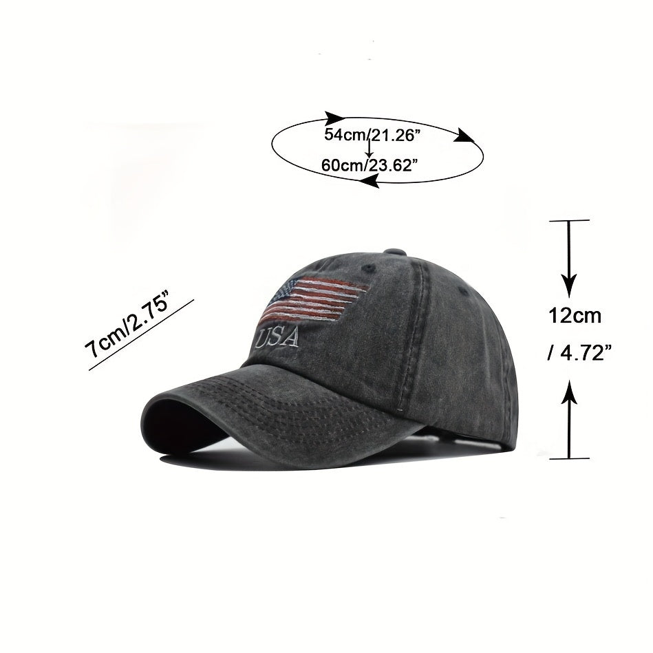 Distressed American Flag Baseball Cap Couple Sun Hat