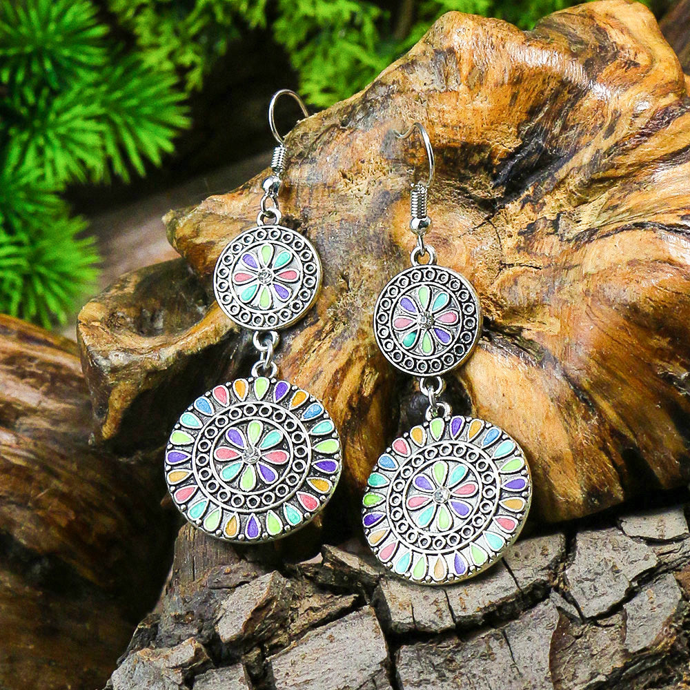 Vintage Style Turquoise Dangle Earrings Geometric Shape