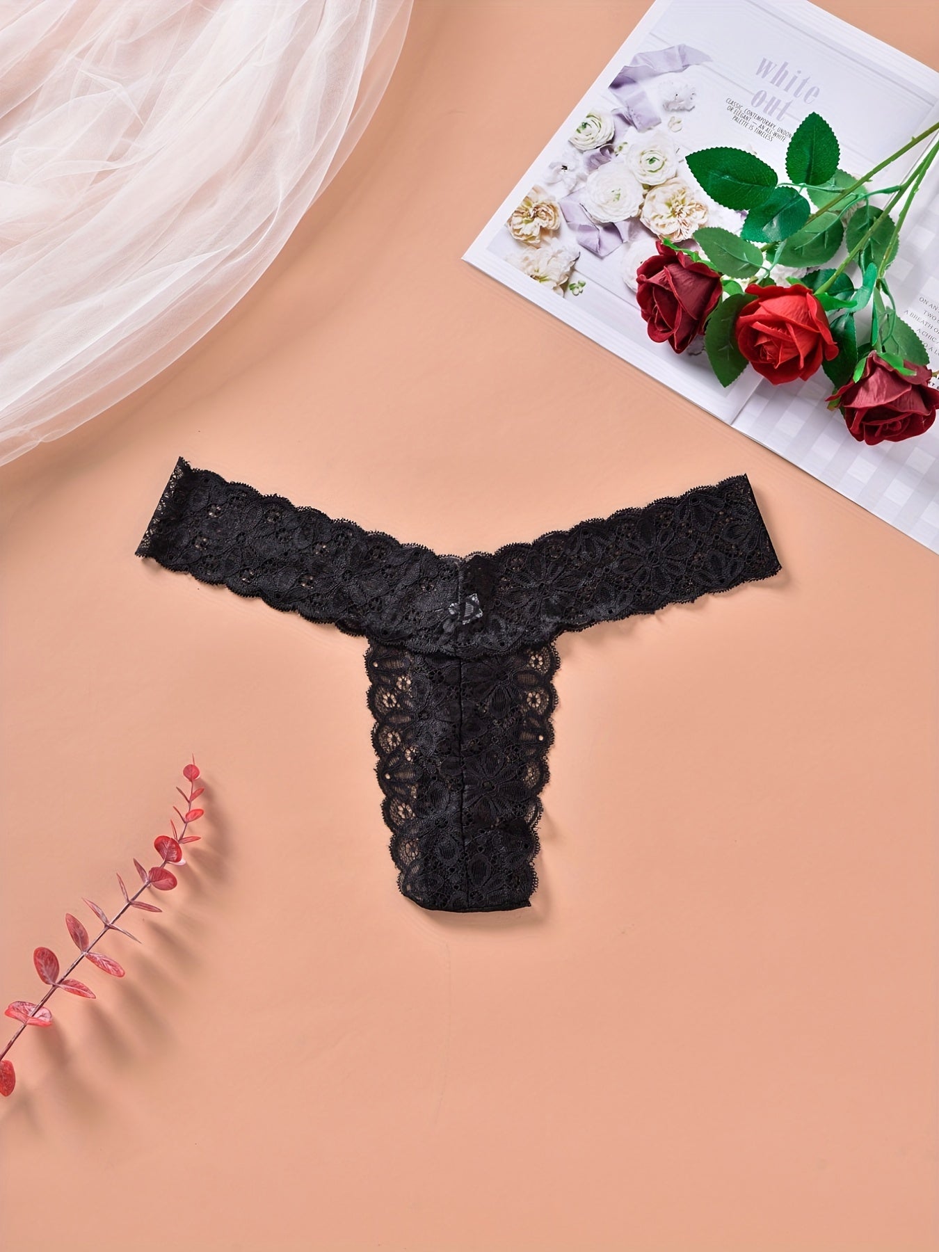 3 Pack Plus Size Lace Trim Low Rise Panties Set