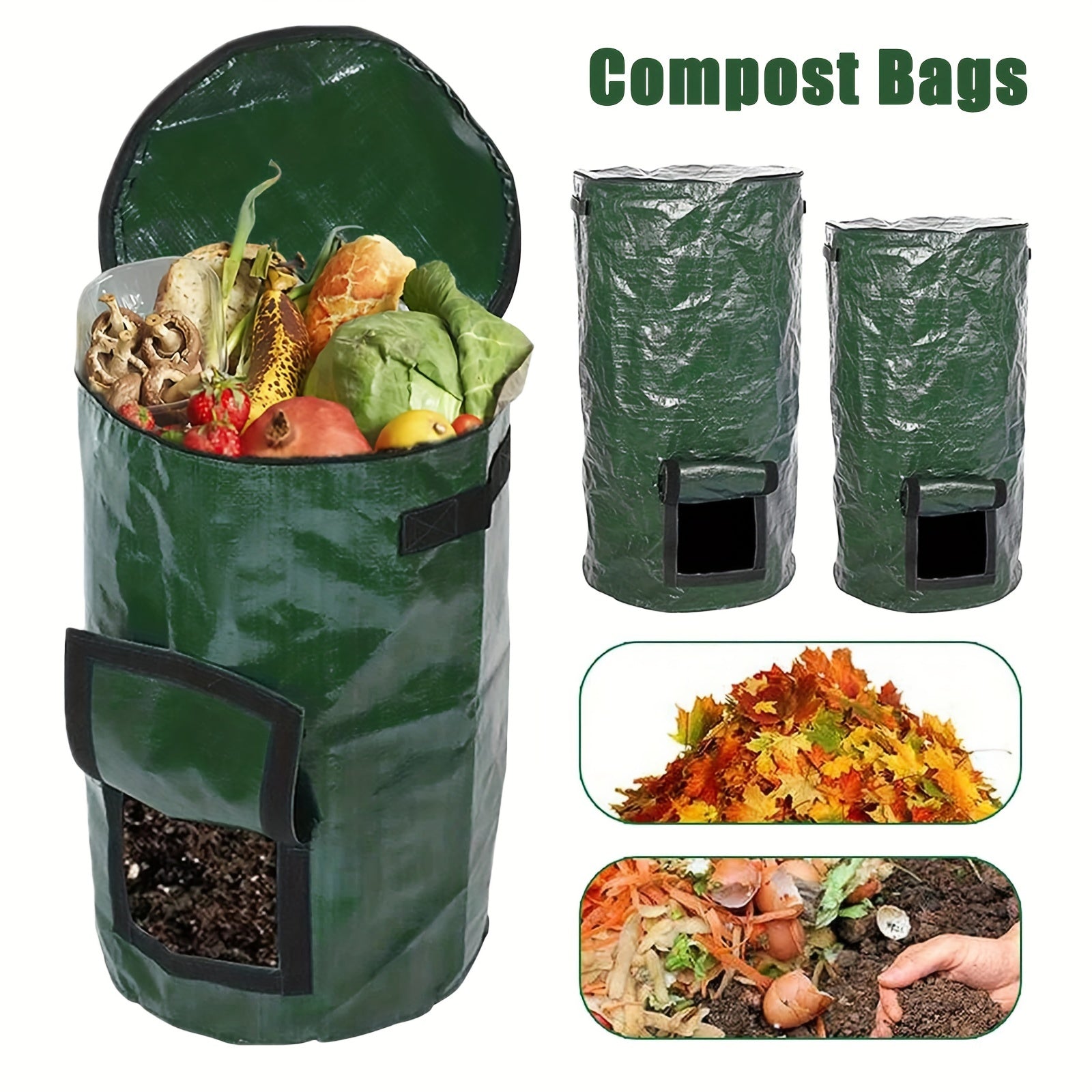 2pcs Reusable Compost Bin Bag for Garden Yard Waste