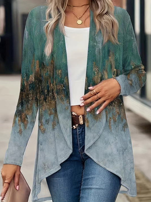  Marble Print Long Sleeve Cardigan