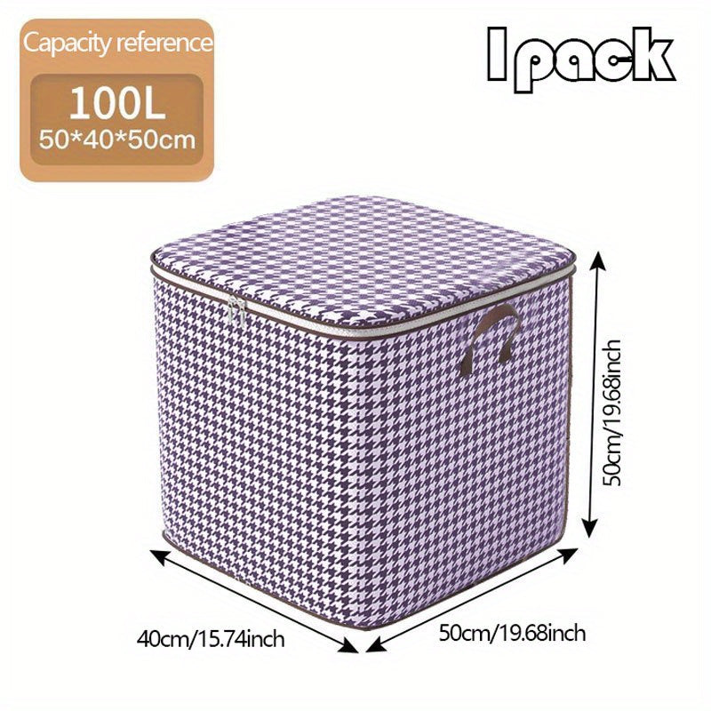 Purple Houndstooth Pattern Storage Bag