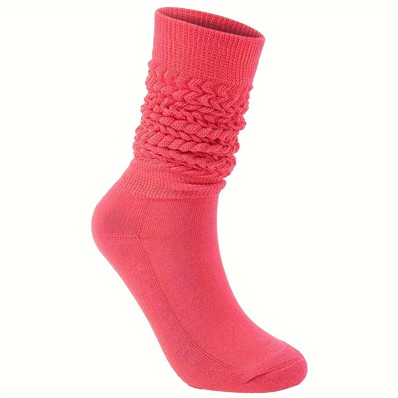 Textured Solid Calf Socks Warm Knee High Women's Stockings