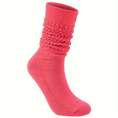 Textured Solid Calf Socks Warm Knee High Women's Stockings