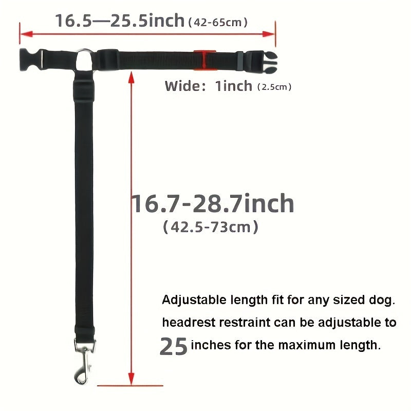2-in-1 Pet Car Seat Belt Nylon Lead Leash Backseat Safety Belt Adjustable
