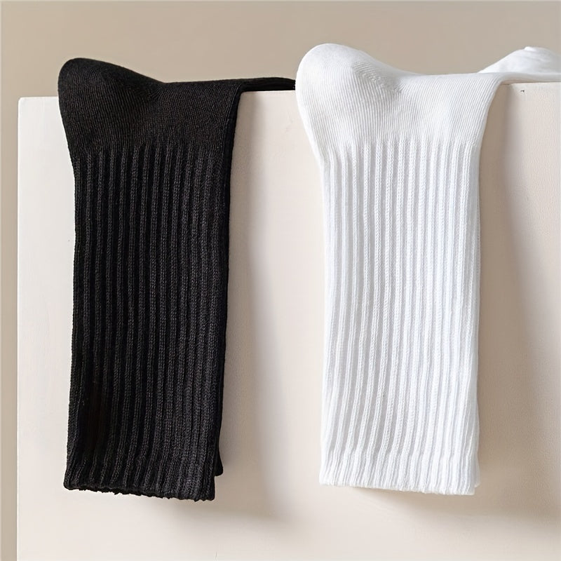 10 Pairs Comfy Breathable Women's Solid Socks All match Stockings & Hosiery