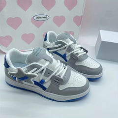 Women's Star Patched Lace up Skate Shoes Low Top Casual Sneakers