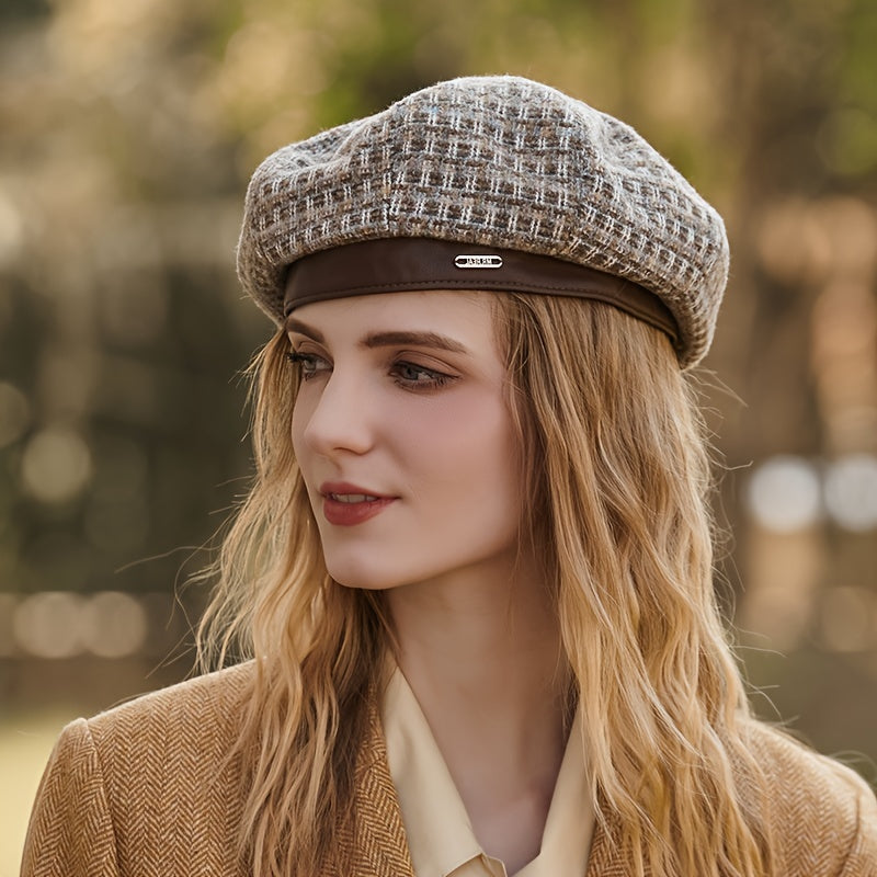 Women's Classic Stripes Beret Hat French Beanie for Winter Fall