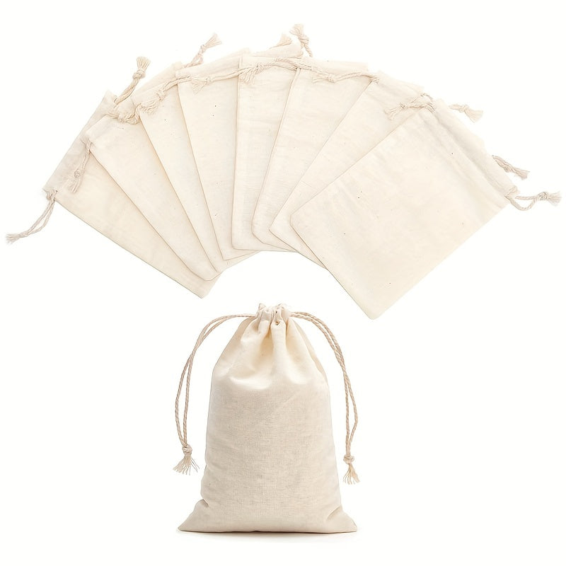 10pcs Muslin Drawstring Bags Home Party Wedding Storage Supplies