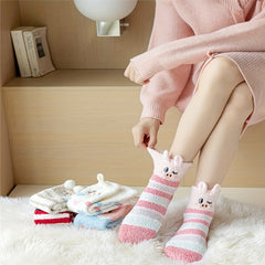 5 Pairs Animal Pattern Plush Socks Soft Mid Tube Women's Stockings