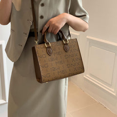 Vintage Letter Pattern Square Shoulder Bag Women's Crossbody Bag