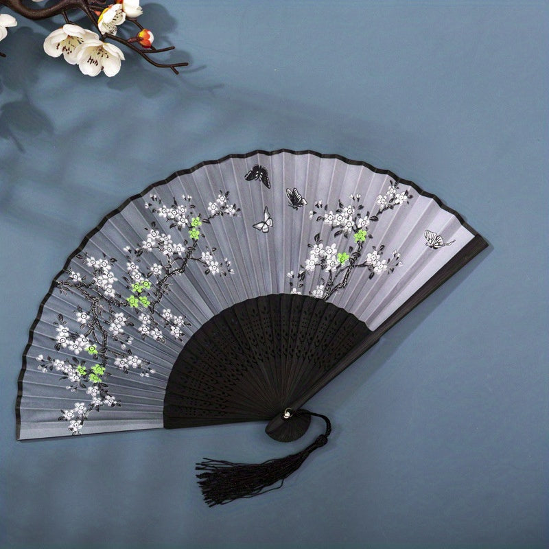 Chinese Style Folding Fan Ancient Landscape Point Craft Bamboo Fan