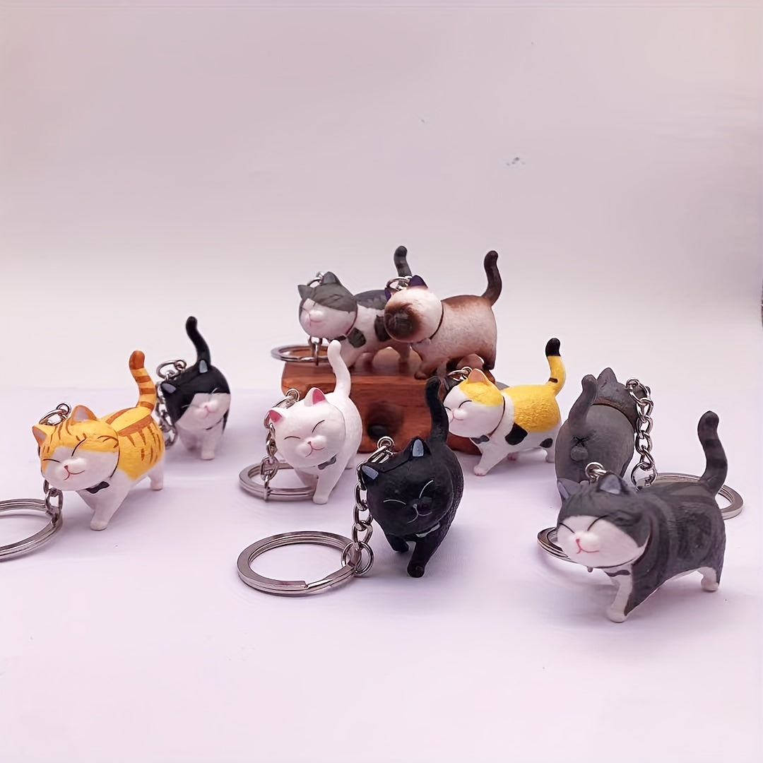 Cat Shaped Keychain Metal Anime Keyrings for Couple Handbags