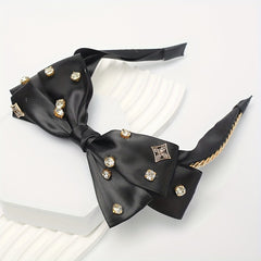 Bowknot Headband With Rhinestone Hair Hoop For Women Girls