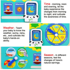 Montessori Wooden Toys Educational Clock for Kids Time Weather Seasons