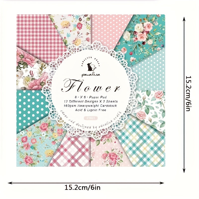 Flower Themed Single Sided Pattern Paper for DIY Albums & Scrapbooks