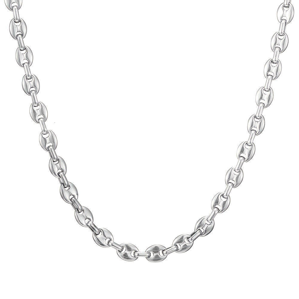 Men Stainless Steel Coffee Bean Necklace 22in Long Golden Steel