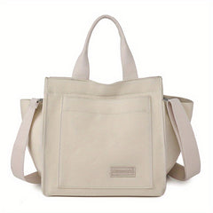 Letter Patch Canvas Crossbody Bag Women's Handbag
