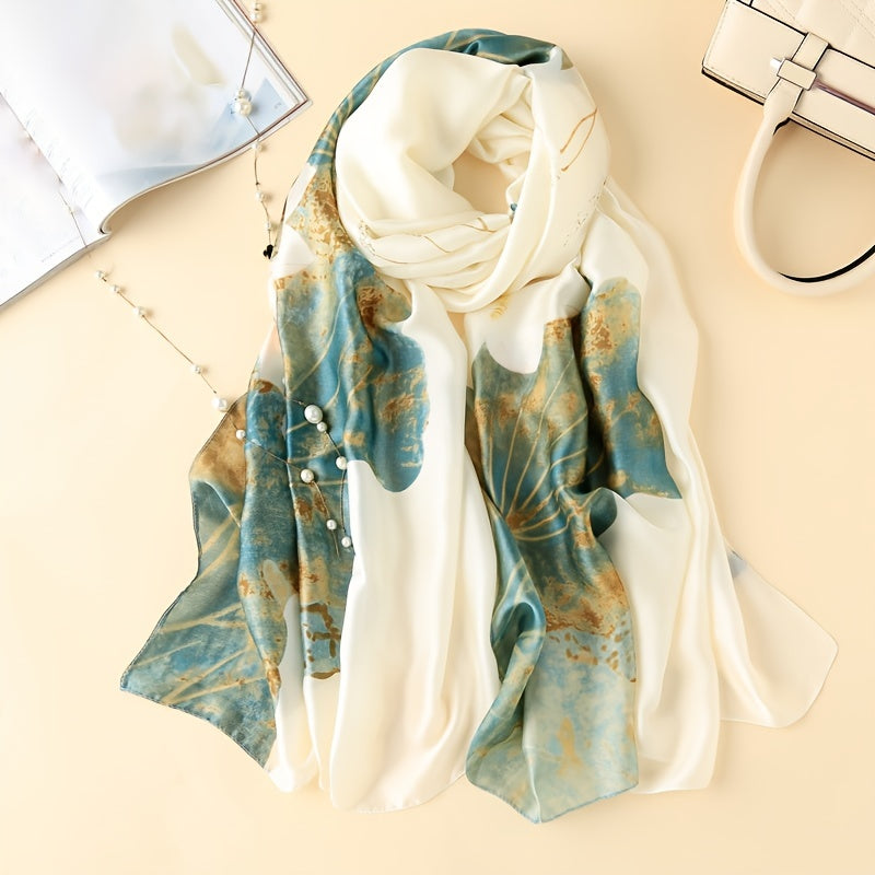 Silk Satin Lotus Flower Scarf Turban Headband Lightweight Shawl