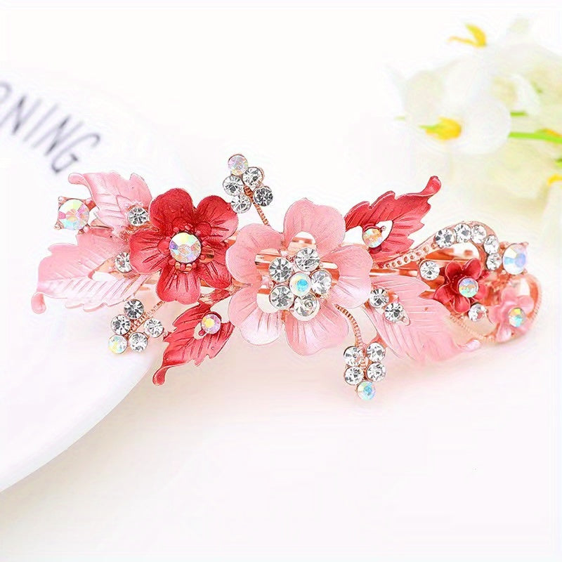 Rhinestone Inlaid Hairpin Flower Butterfly Hair Clip