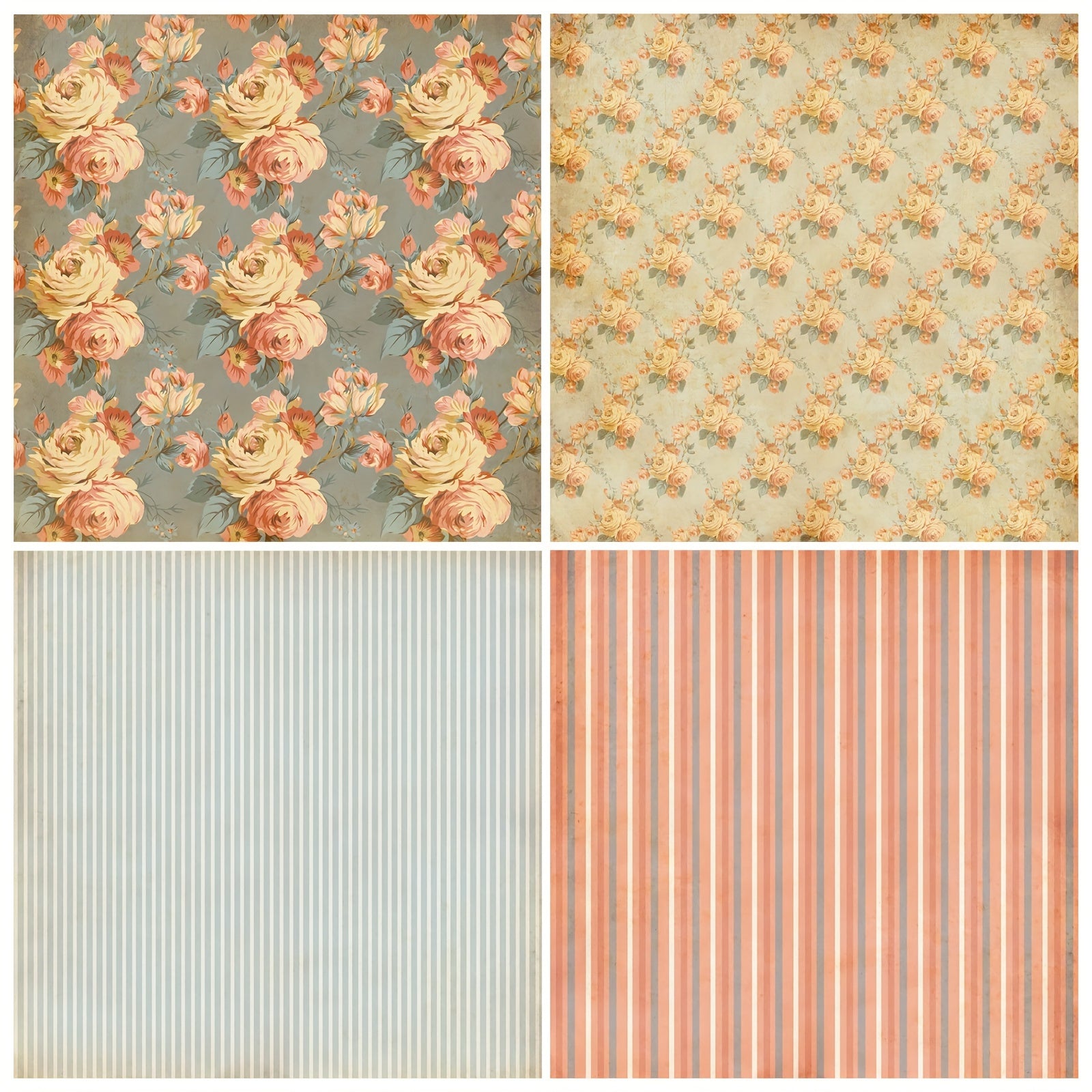 12pcs Flower Series Scrapbook Paper for DIY Photo Album Background