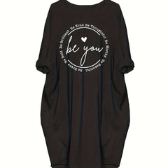  Slogan Print Loose Fit Baggy Dress