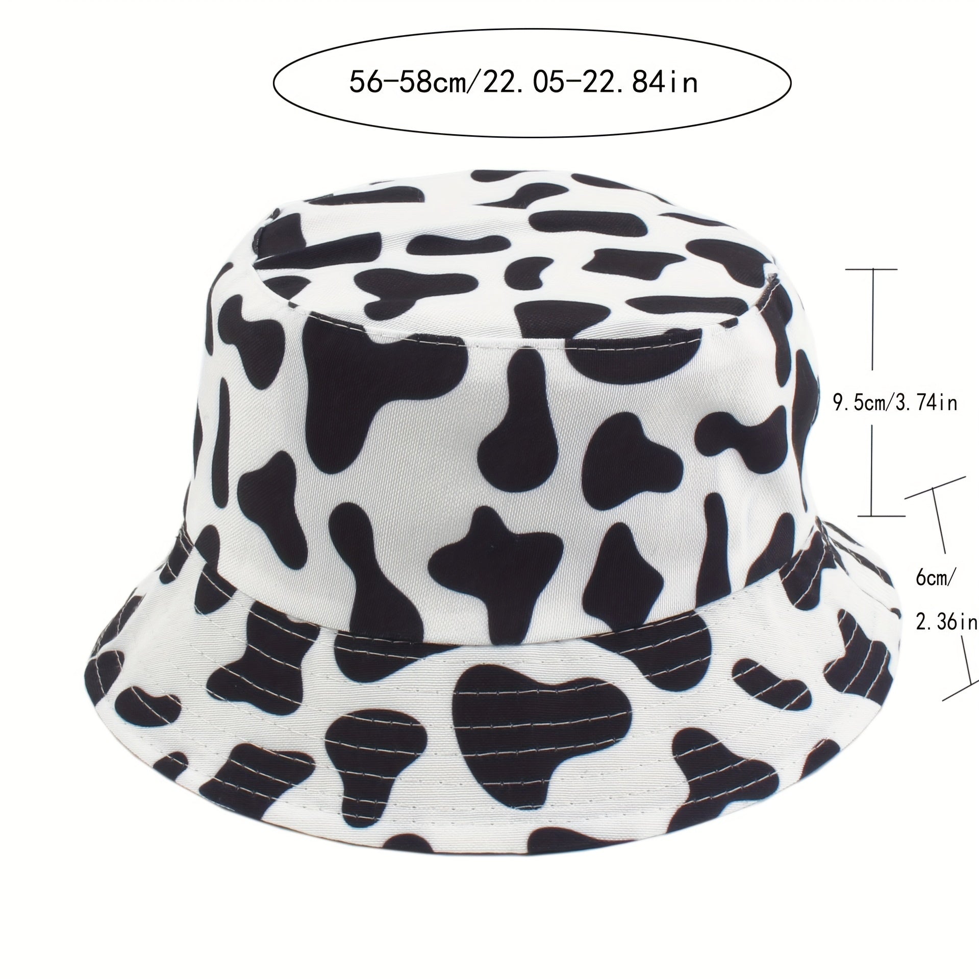 Cow Panda Print Bucket Hat Reversible Fisherman Cap for Women