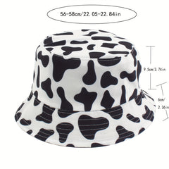 Cow Panda Print Bucket Hat Reversible Fisherman Cap for Women