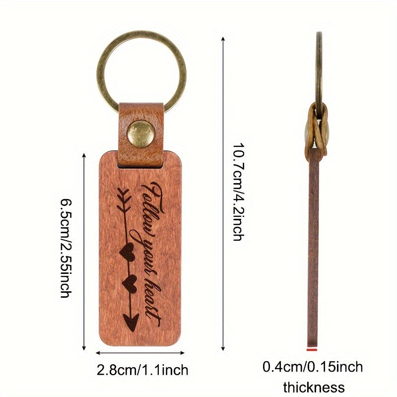 1pc Pear Wood Keychain Retro Wooden Key Chain Pendant Gift For Men Women