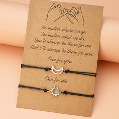 Alloy Couple Wax Wire Bracelets Sun Moon Bracelets