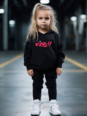 KISS Print Hoodies Pants Set for Girls Boys Spring Fall Sports