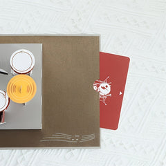 3D Drum Holder Birthday Greeting Card Paper Carving Gift
