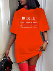  Casual Dress Women's Plus Letter Print Short Sleeve