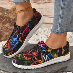 Women's Colorful Canvas Slip-On Loafers Lightweight Walking Shoes