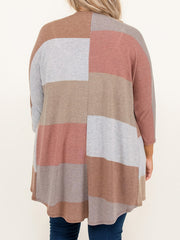  Colorblock Half Sleeve Sweater Cardigan