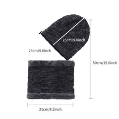 Men's Winter Plush Knitted Beanie Set