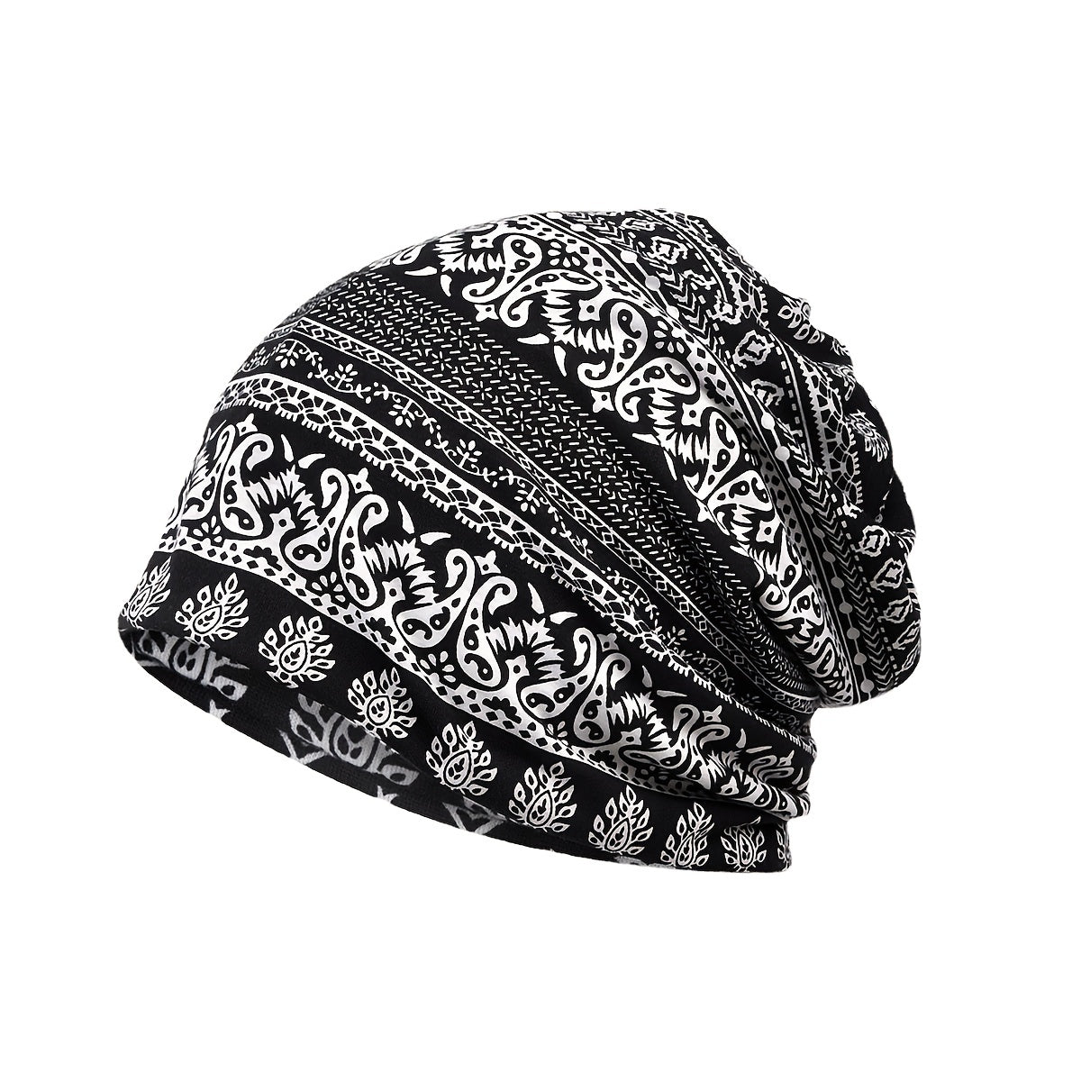 Paisley Print Double Layer Cotton Beanie Cap