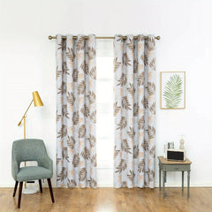 Tropical Leaf Pattern Curtain, Thermal Insulated Window Draperies for Home Deco