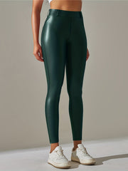 Warm Fleece Leggings High Wasted PU Leather Pants