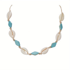 Vintage Braided Shell Ladies Necklace Summer Beach Style Neck Jewelry