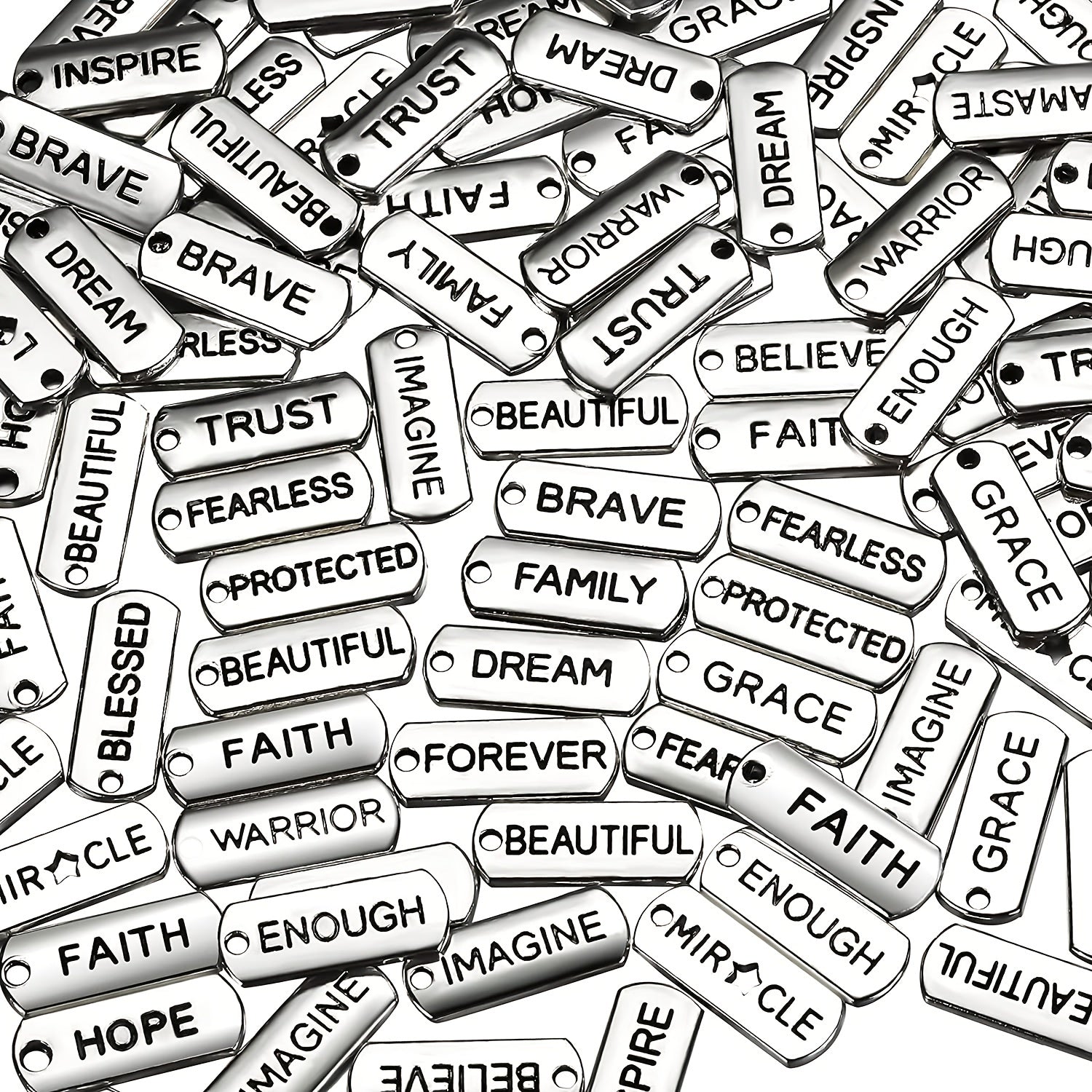 80pcs Word Charms Pendants for DIY Jewelry Making