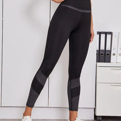 Stretchy Stitching Yoga Leggings Contrast Cropped Sports Pants